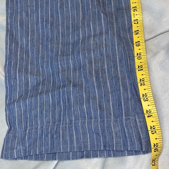 Brochu Walker linen wide leg cropped Blue pin Striped Women's Pants size XS - Picture 5 of 10